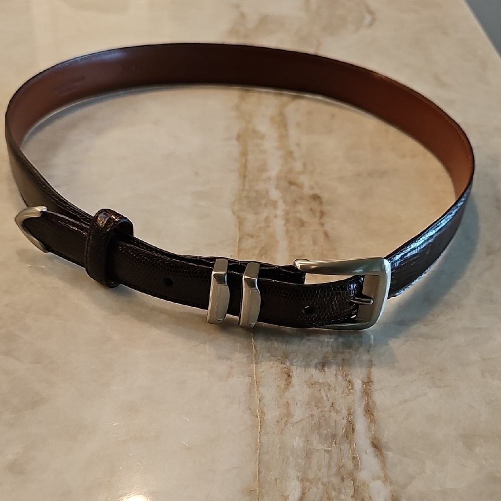 Torino Ringmark Lizard Classic Brown Leather Belt - image 1